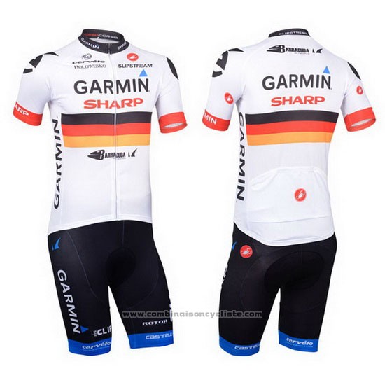 2013 Maillot Cyclisme Garmin Sharp Champion Allemagne Manches Courtes et Cuissard